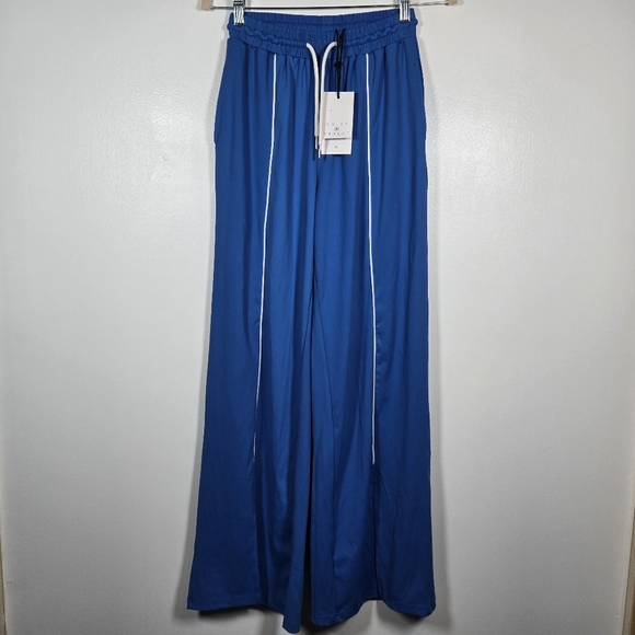NEW Daisy Street Blue Split Hem Wide Leg Pull On Track Pants XS 90s Y2K Style - Picture 2 of 14